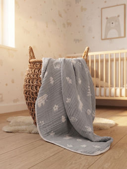 Плед муслиновый детский «Этель. Африка», размер 100×100 см, голубой, хлопок 100%