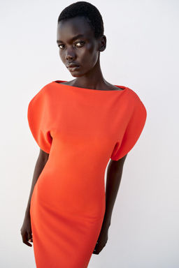 VESTIDO MIDI VOLUMEN / Naranja - Zara фото 6