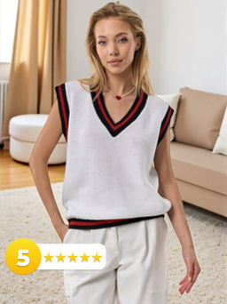 Жилет свободного силуэта с резинкой белый