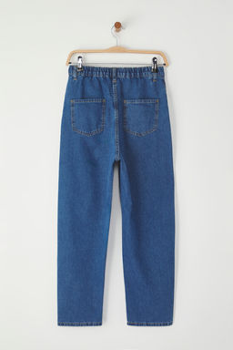 Koyu Lacivert Erkek Cocuk Balon Fit %100 Pamuk Lastikli Denim Jean Pantolon TKDSS25JE00002 - Trendyolmilla фото 12