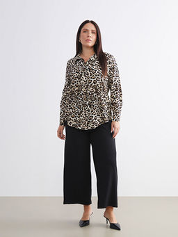 B?y?k Beden Beli Lastikli Geni? Pa?a Kad?n Pantolon