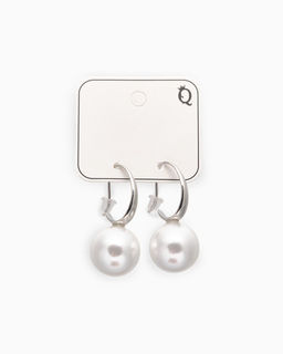 Серьги с жемчугом «Капля» полукруг, цвет белый в серебре