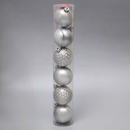 Ёлочные игрушки Пилар, шары новогодние, d=6 см, набор 6 шт., серебро - Зимнее волшебство фото 2