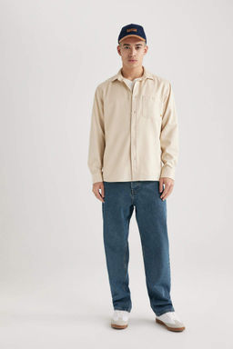 Рубашка из тенселя с длинным рукавом стандартного кроя - Defacto фото 2