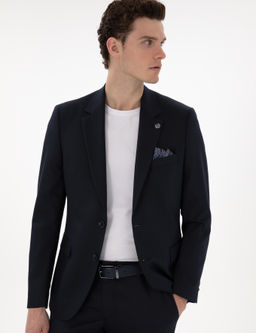 Lacivert Slim Fit Tak_m Elbise