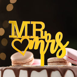 Цена за 5 шт. Топпер для торта Mr&Mrs, золото - Дарим Красиво фото 6