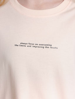 Футболка с принтом для девочки 22-7455 персик/черный