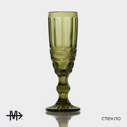 Бокалы для шампанского Magistro «Ла-Манш», 160 мл, 7×20 см, набор 2 шт., стекло, зелёные