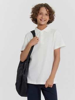 Поло для мальчиков белое с коротким рукавом