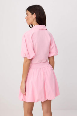 Pembe Balon Etek Skater/Belden A__lan K_sa / Mini Dokuma Elbise TWOSS26EL00862 - Trendyolmilla фото 4