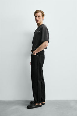 CAMISETA BOXY FIT TEXTO CONTRASTE / Gris oscuro - Zara фото 4