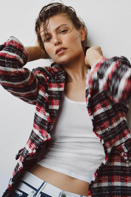 ZW COLLECTION CHECK PEPLUM BLAZER - Zara фото 4