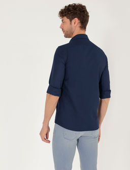 Lacivert Slim Fit Oxford G_mlek