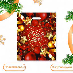Цена за 50 шт. Пакет подарочный новогодний «Конфетти», полиэтиленовый с вырубной ручкой, 38×47 см