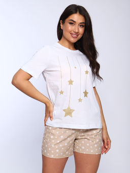 РАСПРОДАЖА Пижама Звездочки_140/бежевый