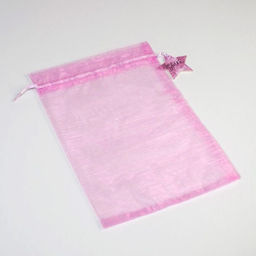 Цена за 10 шт. Мешочек подарочный органза фиолетовый «Звезды», с шильдиком, 20 х 30 см +/- 1.5 см