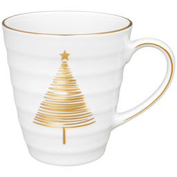 Кружка 340 мл 12*9*10 см "Золотая ёлочка", фарфор