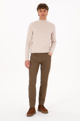 Erkek Haki Slim Fit Kanvas / Chino Pantolon