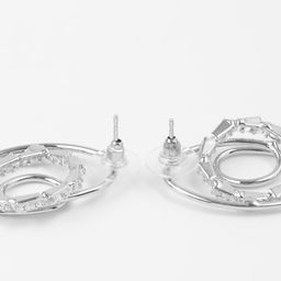 Серьги со стразами Блум тройной круг, белый в серебре - Qf фото 2
