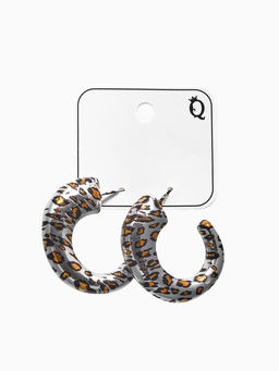 Серьги пластик Леопард, цвет серебро - Qf фото 3