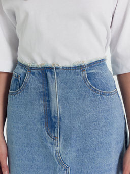 Юбка женская джинсовая макси в голубом цвете голубой 2024-DSK701-1 - Mark formelle фото 5