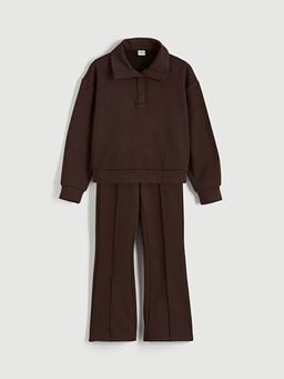 Polo Yaka K?z ?ocuk Soft Touch Sweatshirt ve E?ofman Alt