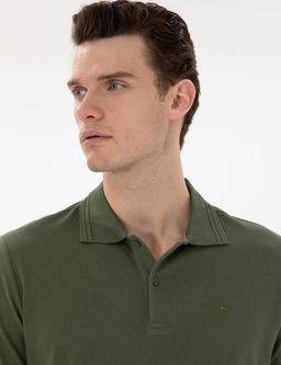 Haki Regular Fit %100 Pamuk Polo Yaka Basic Ti__rt