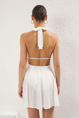 Trendyolmilla Ekru Midi Dokuma Dantelli Keten Gorunumlu Baglama Detayl? Plaj Elbisesi TBESS25EL00056  фото 9