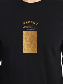 Bisiklet Yaka Uzun Kollu Bask?l? Erkek Sweatshirt