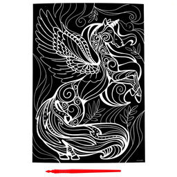 Гравюра «Волшебный единорог» с металлическим эффектом «золото» А4