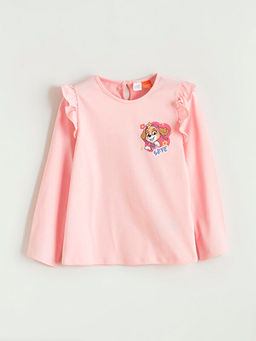 Bisiklet Yaka Paw Patrol Bask?l? K?z ?ocuk Ti??rt