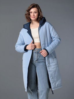 25301 Пальто дем. двустороннее т.синий/голубой - Dizzyway фото 4