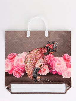 Цена за 5 шт. Пакет Розовый фламинго, полиэтиленовый, пластиковая ручка, 37?35 см, 90 мкм