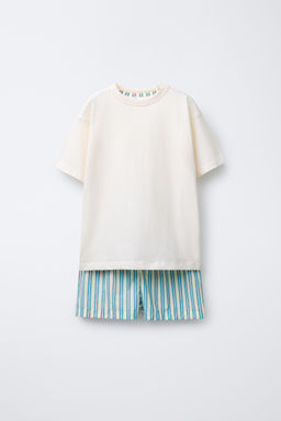 6-14 YEARS/ STRIPED T-SHIRT AND BERMUDA PYJAMAS