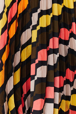 Cok Renkli Desenli Saten Kumas Pile Detayl? Midi Boy Dokuma Etek TWOSS24ET00245 - Trendyolmilla фото 4