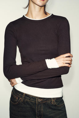 MOCK LAYER CONTRAST T-SHIRT - Zara фото 11