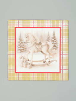 Цена за 3 шт. Салфетки бумажные трёхслойные Скатерть с лошадью на золоте, 33?33, 20 шт.