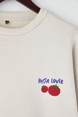 Teen Tas Oversize/Genis Kal?p S?rt Bask?l? Kal?n Ici Polarl? Orme Sweatshirt TWOAW26SW00177 - Trendyolmilla фото 3