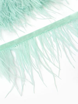 Перья декоративные на ленте, цвет мятный 10 м ± 0.5 м, шир 8-10 см