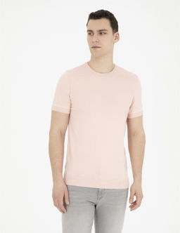 A__k Pembe Slim Fit Bisiklet Yaka Triko Ti__rt