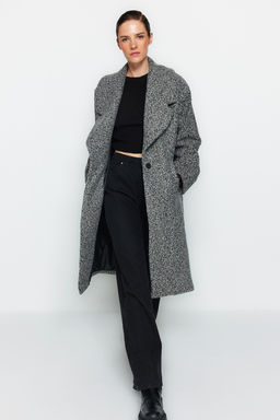 Trendyolmilla Antrasit Uzun Yunlu Oversize Kase Kaban TWOAW23KB00168