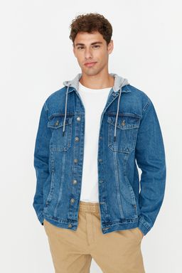 TRENDYOL MAN Siyah %100 Pamuk Regular Fit Orme Kapusonlu Denim Ceket TMNAW23CE00019 - Trendyolmilla фото 9