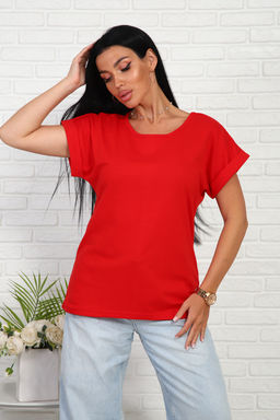 Футболка без рисунка с отворотами на рукавах, хлопок 100%, Арт. 561