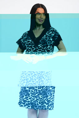 Туника женская из вискозы из вискозы Олеся серый леопард