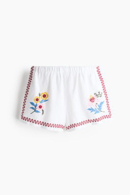 Shorts playeros de lino con detalles bordados