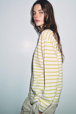 CAMISETA ALGOD?N Y LINO RAYAS / Rosa pastel - Zara фото 9
