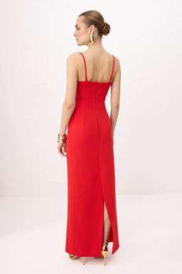 K?rm?z? Duz Dokuma Finike Maxi Abiye & Mezuniyet Elbisesi - Trendyolmilla фото 4