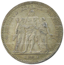 5 франков 1873 года Франция Геркулес