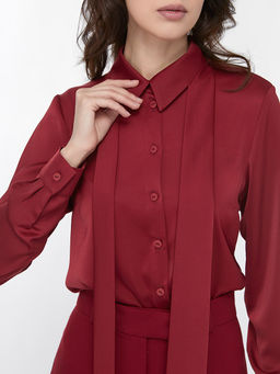 Блузка с галстуком OD-881-6 бордовый - Tantino фото 3