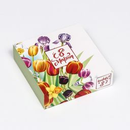 Цена за 5 шт. Коробка под 9 конфет с обечайкой С 8 Марта, 13,7 х 13,7 х 3,5 см - UPAK LAND фото 4